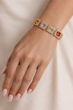 Colorful Gem Bracelet – Adjustable 7" to 7.5" (Gold Tone) - Image 6