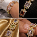 Colorful Gem Bracelet – Adjustable 7" to 7.5" (Gold Tone)