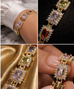 Colorful Gem Bracelet – Adjustable 7" to 7.5" (Gold Tone)