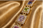 Colorful Gem Bracelet – Adjustable 7" to 7.5" (Gold Tone) - Image 2