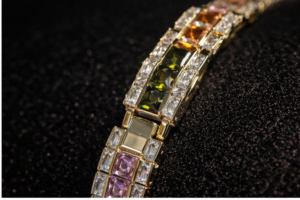 Colorful thick bracelet close-up