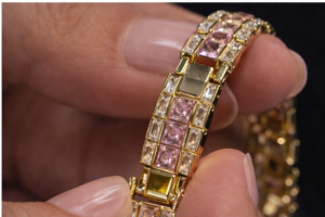 Colorful thick bracelet on wrist