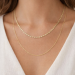 Layered Laminated Gold Necklace (Double Chain) – Minimal Luxury