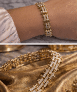 Luxury Iced Link Bracelet – Laminated Gold Tone (8")