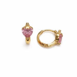 Pink Heart Huggie Earrings – 14K Gold Laminated