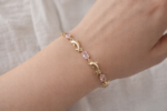 Dolphin Pink Stone Bracelet – 14K CM Laminated Gold - Image 3