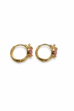 Pink Heart Huggie Earrings – 14K Gold Laminated - Image 2