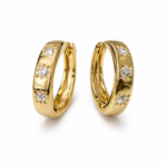 Laminated Gold Starburst  Huggie Hoop Earrings