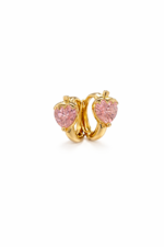 Pink Heart Huggie Earrings – 14K Gold Laminated - Image 3