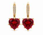 Red Heart Crystal Drop Hoop Earrings – Gold Plated